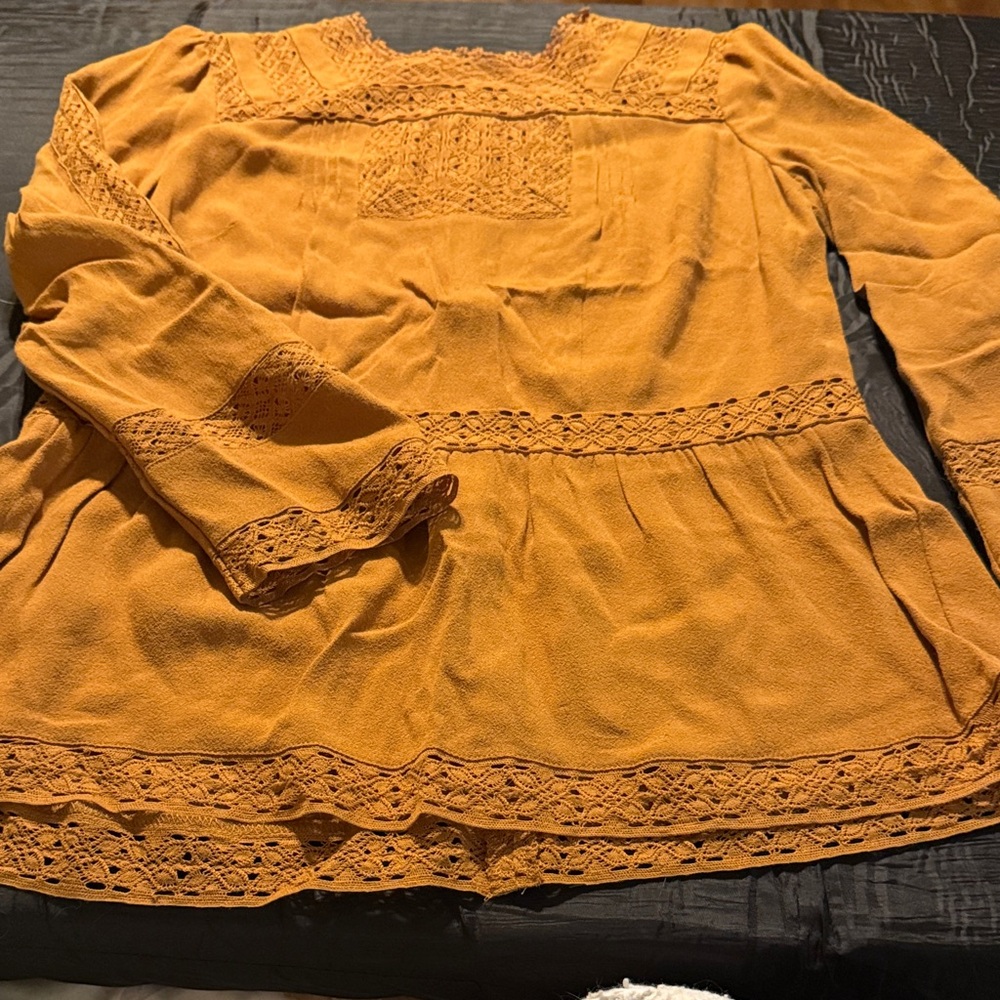 Madewell Mustard Lace Blouse